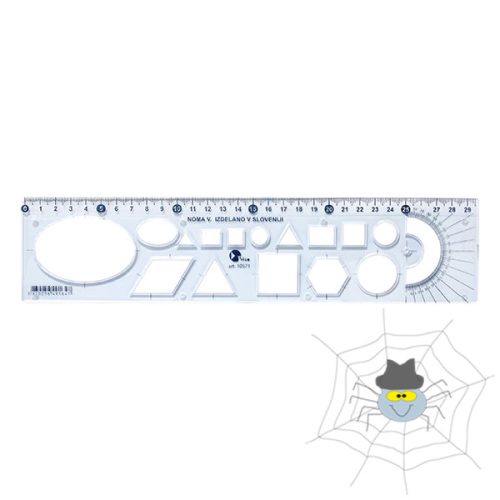 OPTIMA átlátszó sablon vonalzó 30 cm - kék