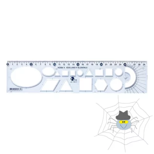 OPTIMA átlátszó sablon vonalzó 30 cm - kék