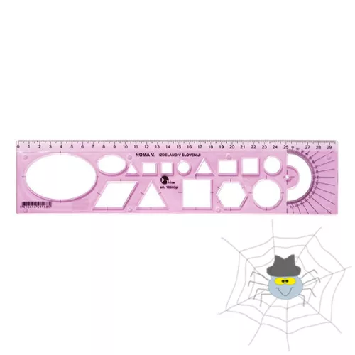 OPTIMA átlátszó sablon vonalzó 30 cm - pink