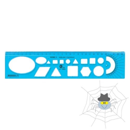 OPTIMA átlátszó, hajlékony sablon vonalzó 30 cm - kék