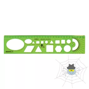 OPTIMA átlátszó, hajlékony sablon vonalzó 30 cm - zöld