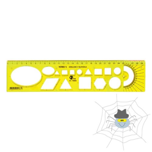 OPTIMA átlátszó, hajlékony sablon vonalzó 30 cm - sárga