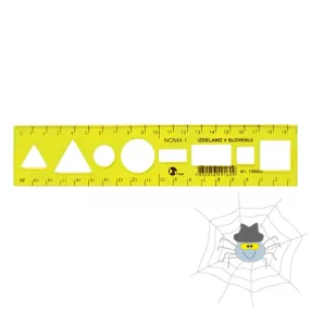   OPTIMA átlátszó, hajlékony sablon vonalzó 20 cm - sárga