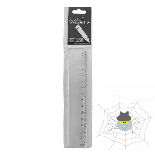 WEBER'S átlátszó műanyag egyenes vonalzó, védőcsomagolásban - 15 cm