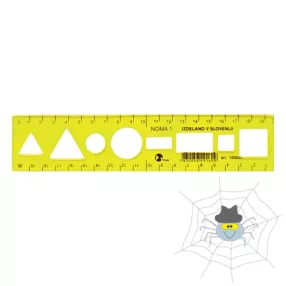 OPTIMA átlátszó sablon vonalzó 20 cm - fluor sárga
