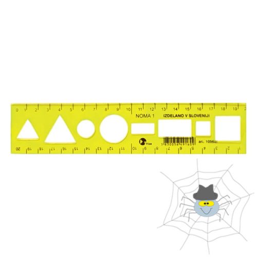 OPTIMA átlátszó sablon vonalzó 20 cm - fluor sárga