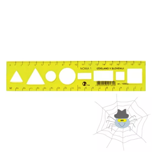 OPTIMA átlátszó sablon vonalzó 20 cm - fluor sárga