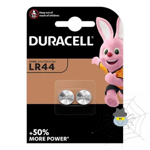 DURACELL LR44 gomb elem  1,5 V - 2 db/csomag