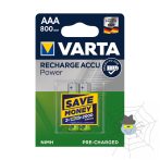   Elem micro tölthető VARTA Power AAA előtöltött 2x800 mAh