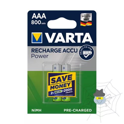 Elem micro tölthető VARTA Power AAA előtöltött 2x800 mAh
