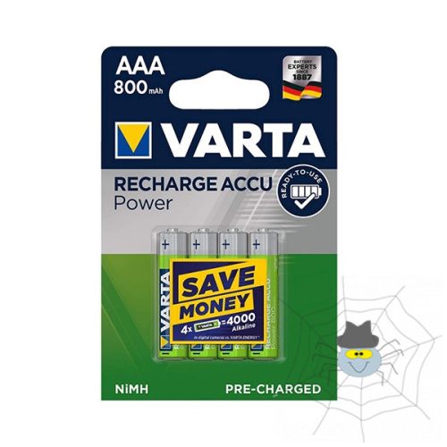 Elem micro tölthető VARTA Recharge Accu Power AAA 4x800 mAh