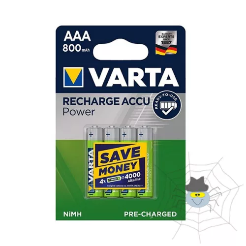 Elem micro tölthető VARTA Recharge Accu Power AAA 4x800 mAh